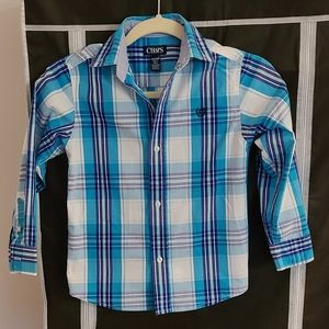Chaps boys plaid button down size xs